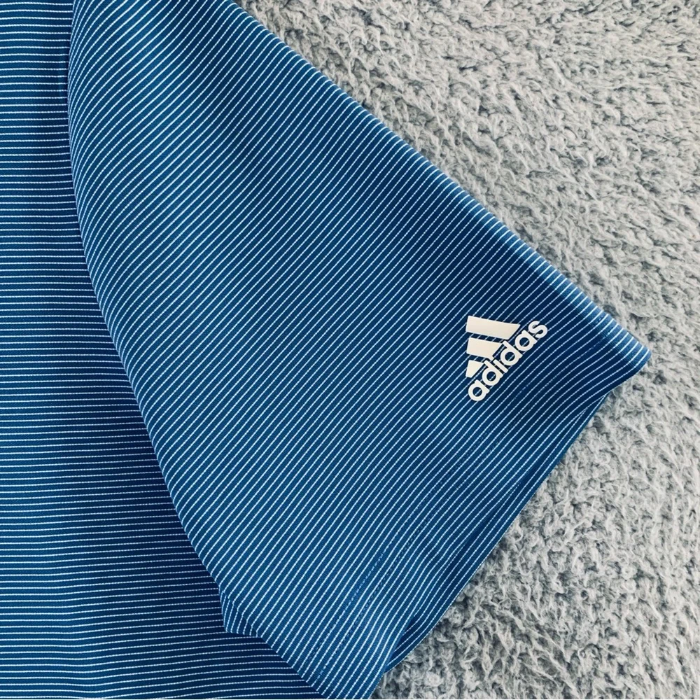 Adidas Golf Polo Shirt Men's Short Sleeve Striped Blue‎ Size 2XL